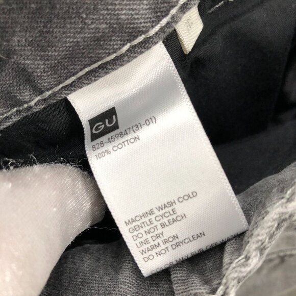 Gu (Uniqlo) Baggy Curved Jeans Mens M Gray Drawstring Pleated Front - Picture 9 of 12